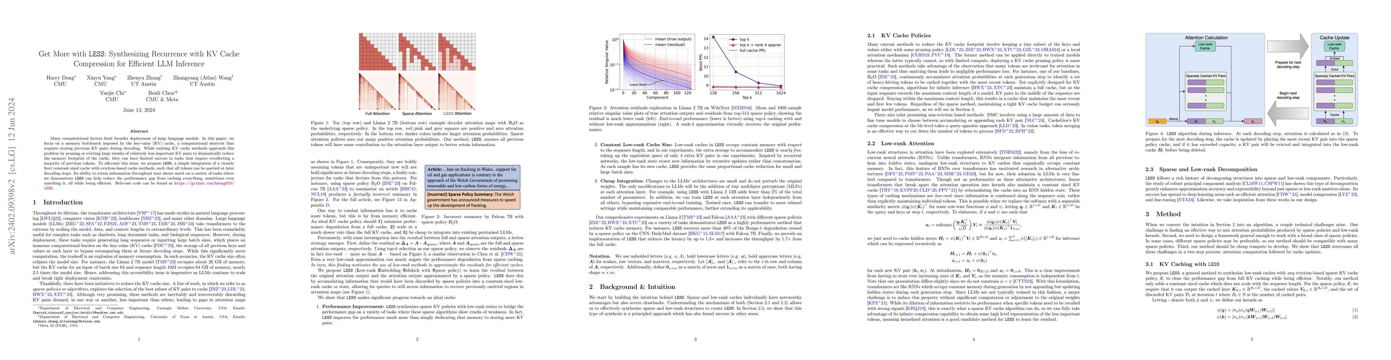 Thumbnail for Get More with LESS: Synthesizing Recurrence with KV Cache Compression
  for Efficient LLM Inference