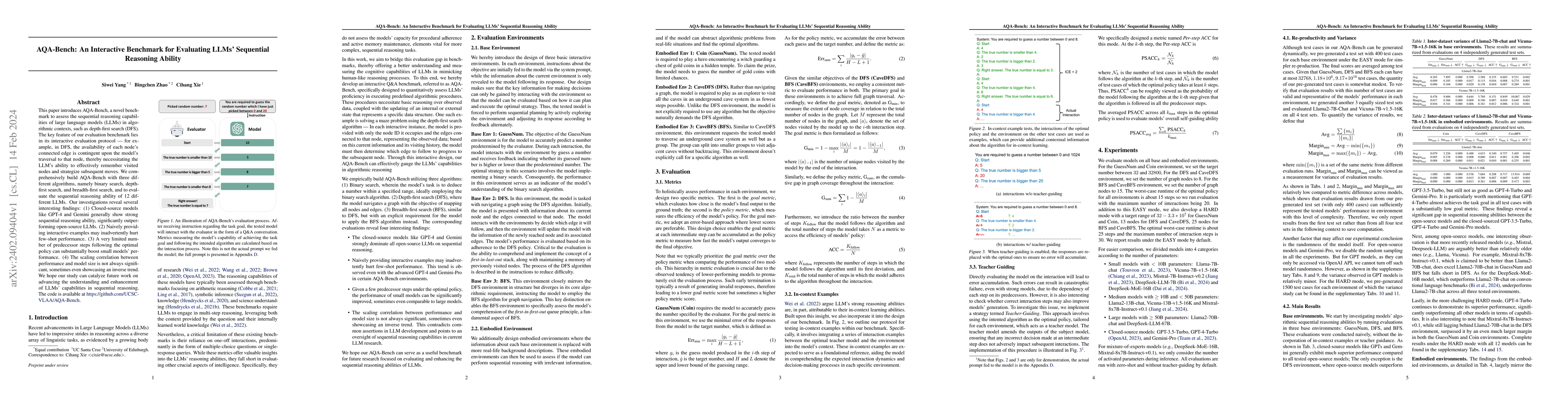 Thumbnail for AQA-Bench: An Interactive Benchmark for Evaluating LLMs' Sequential
  Reasoning Ability