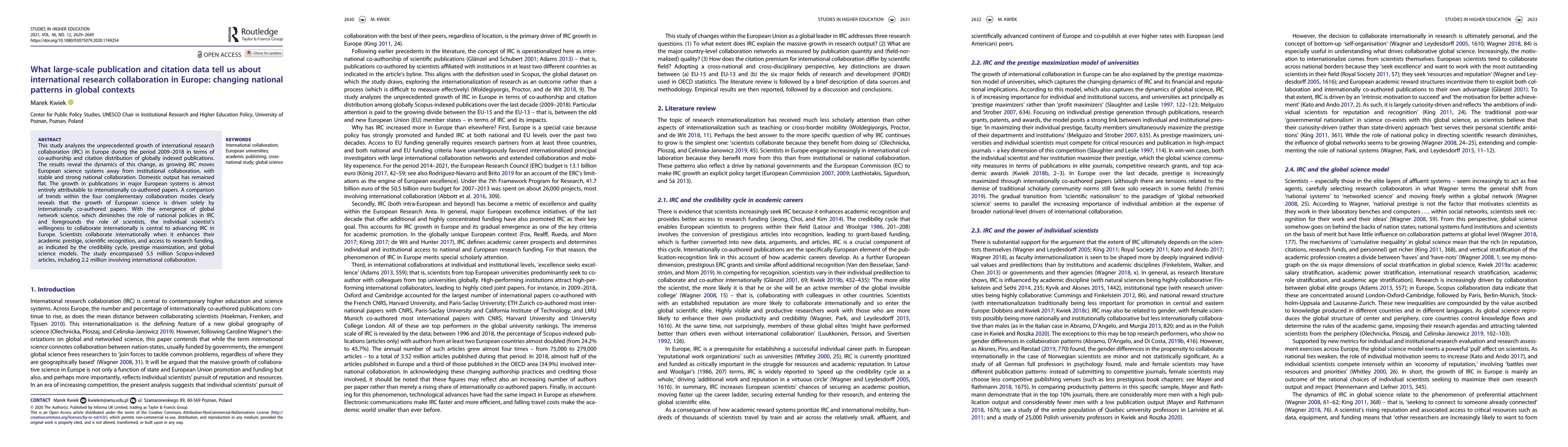 Thumbnail for What Large-Scale Publication and Citation Data Tell Us About
  International Research Collaboration in Europe: Changing National Patterns in
  Global Contexts