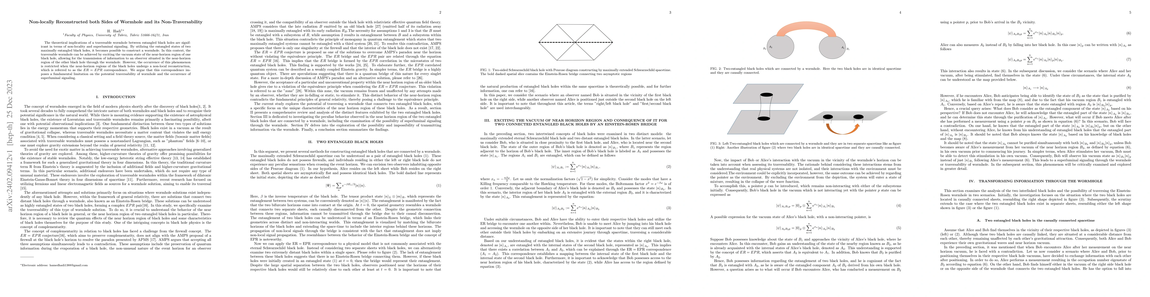 Thumbnail for Non-locally Reconstructed both Sides of Wormhole and its
  Non-Traversability