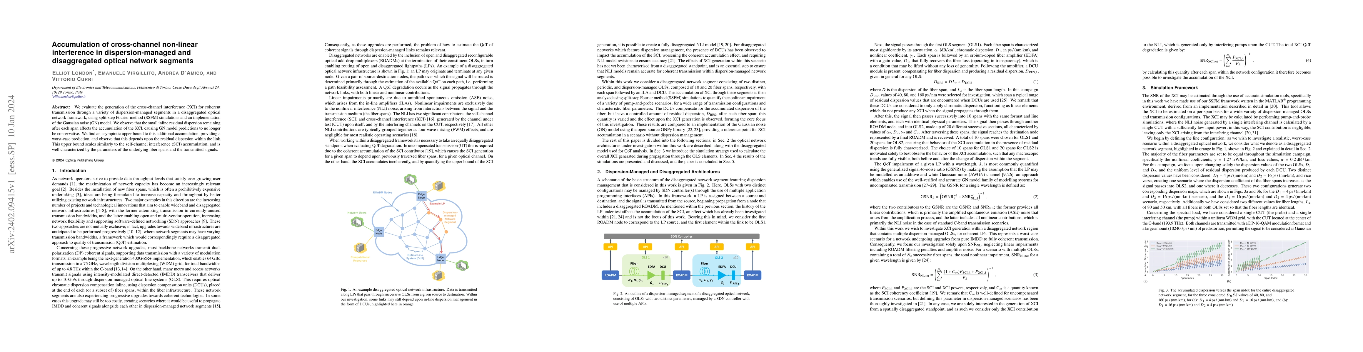 Thumbnail for Accumulation of cross-channel non-linear interference in
  dispersion-managed and disaggregated optical network segment
