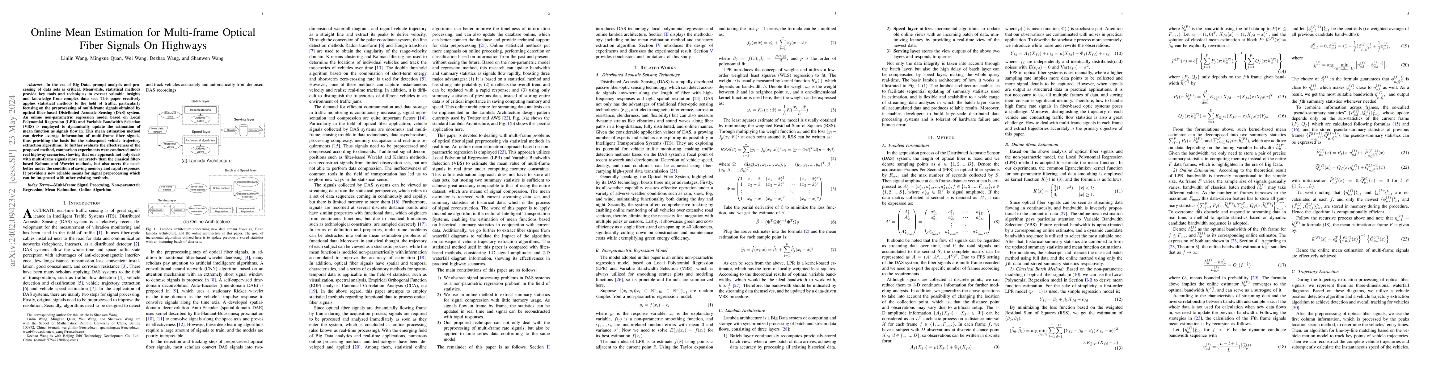 Thumbnail for Online Mean Estimation for Multi-frame Optical Fiber Signals On Highways