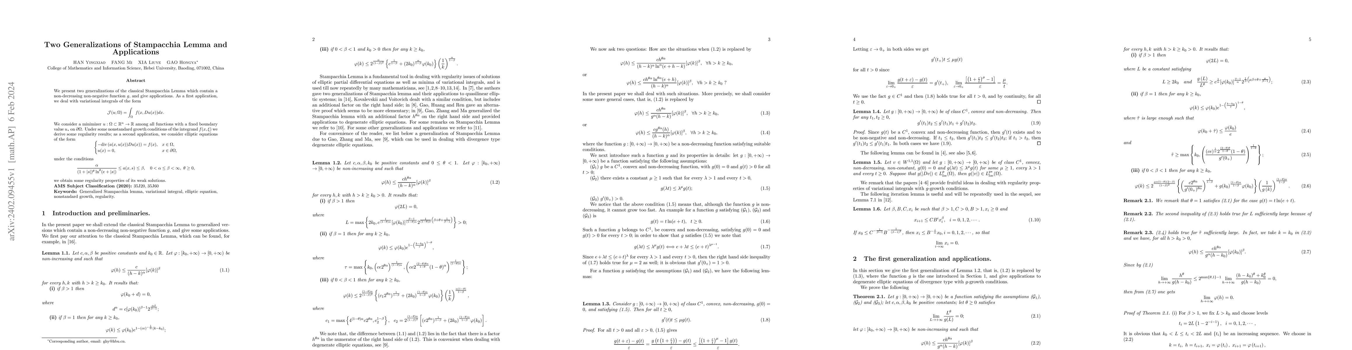 Thumbnail for Two Generalizations of Stampacchia Lemma and Applications