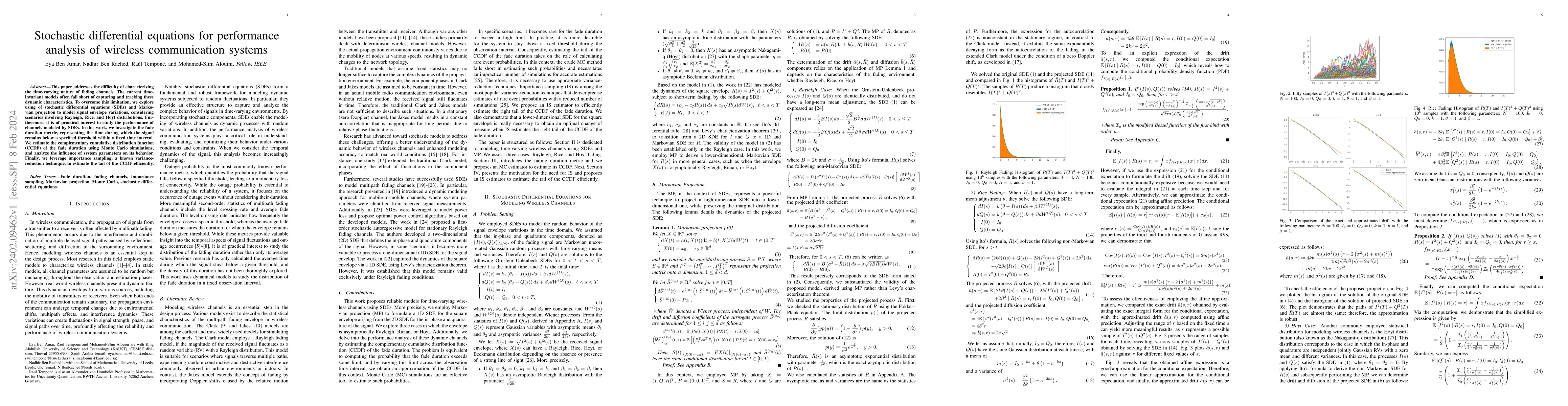 Thumbnail for Stochastic differential equations for performance analysis of wireless
  communication systems