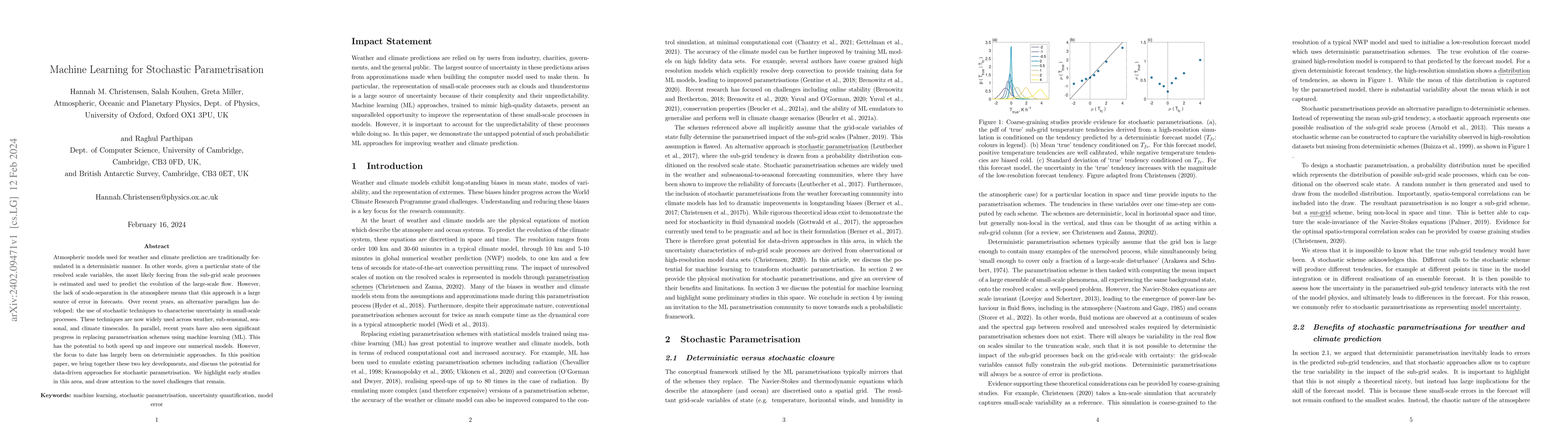 Thumbnail for Machine Learning for Stochastic Parametrisation