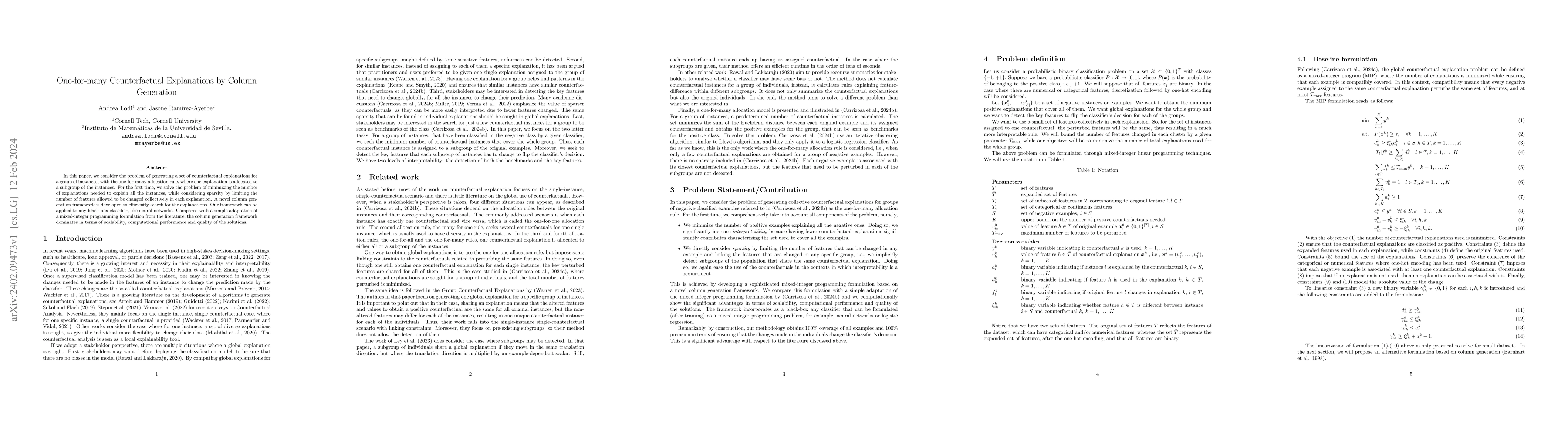 Thumbnail for One-for-many Counterfactual Explanations by Column Generation