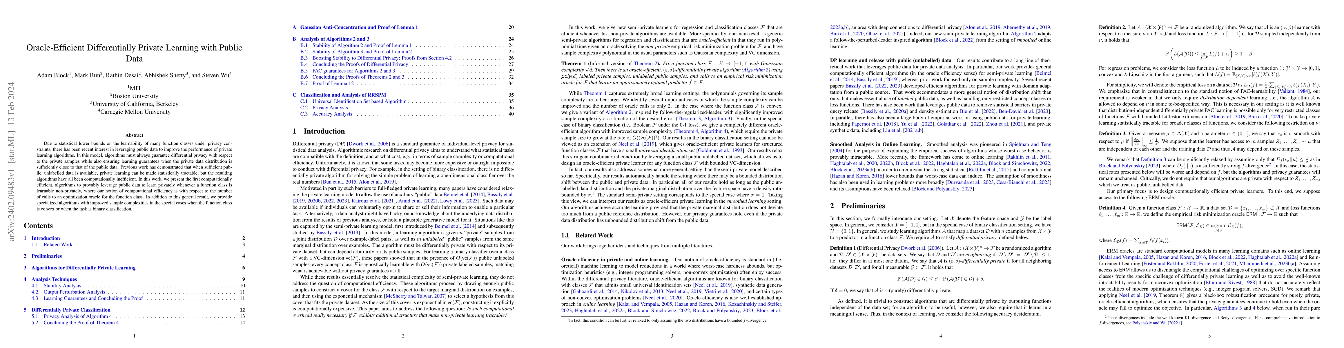 Thumbnail for Oracle-Efficient Differentially Private Learning with Public Data