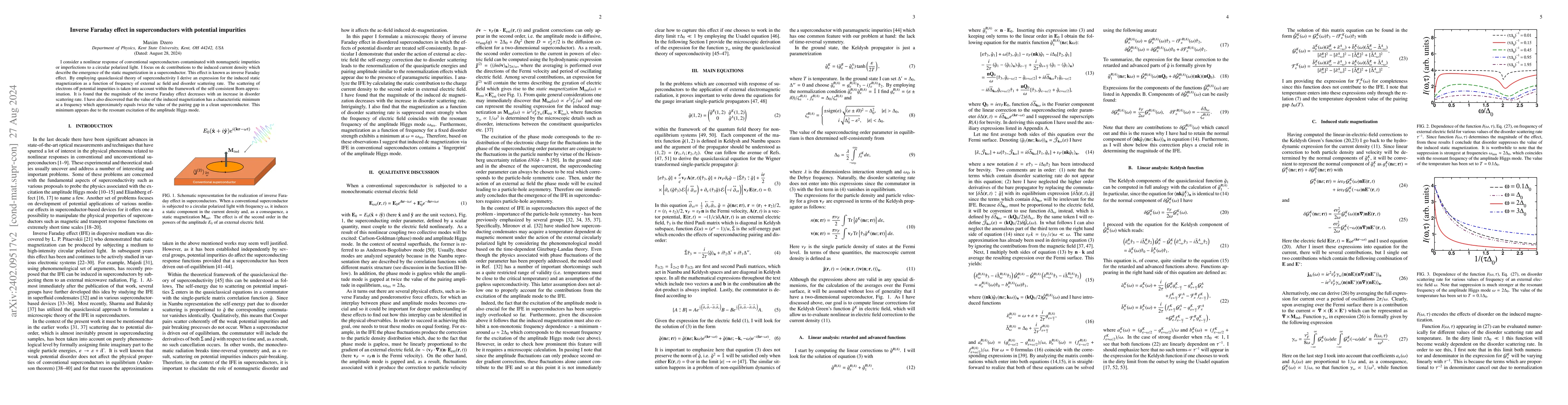 Thumbnail for Inverse Faraday effect in superconductors with potential impurities