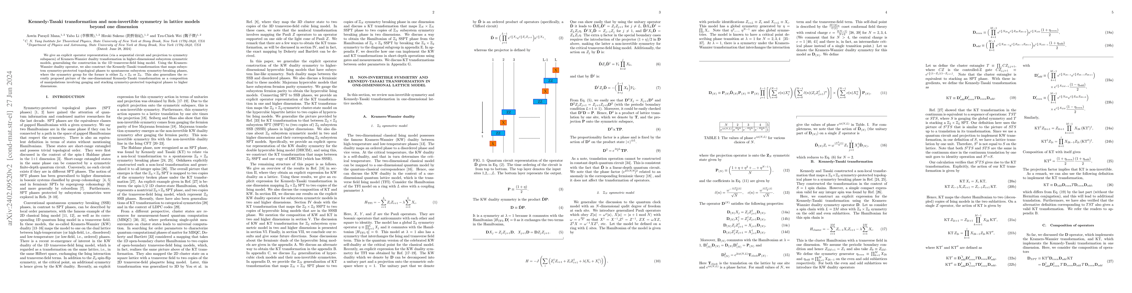 Thumbnail for Kennedy-Tasaki transformation and non-invertible symmetry in lattice
  models beyond one dimension