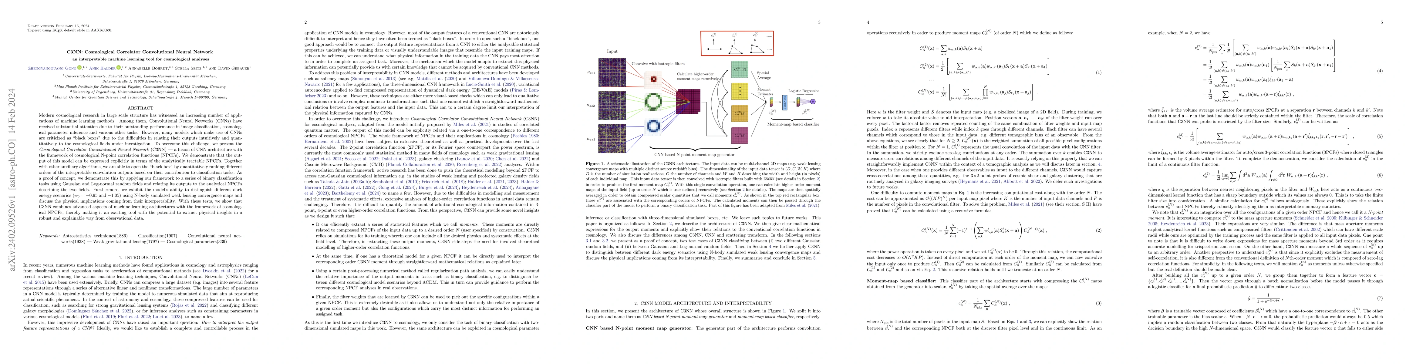 Thumbnail for C3NN: Cosmological Correlator Convolutional Neural Network -- an
  interpretable machine learning tool for cosmological analyses