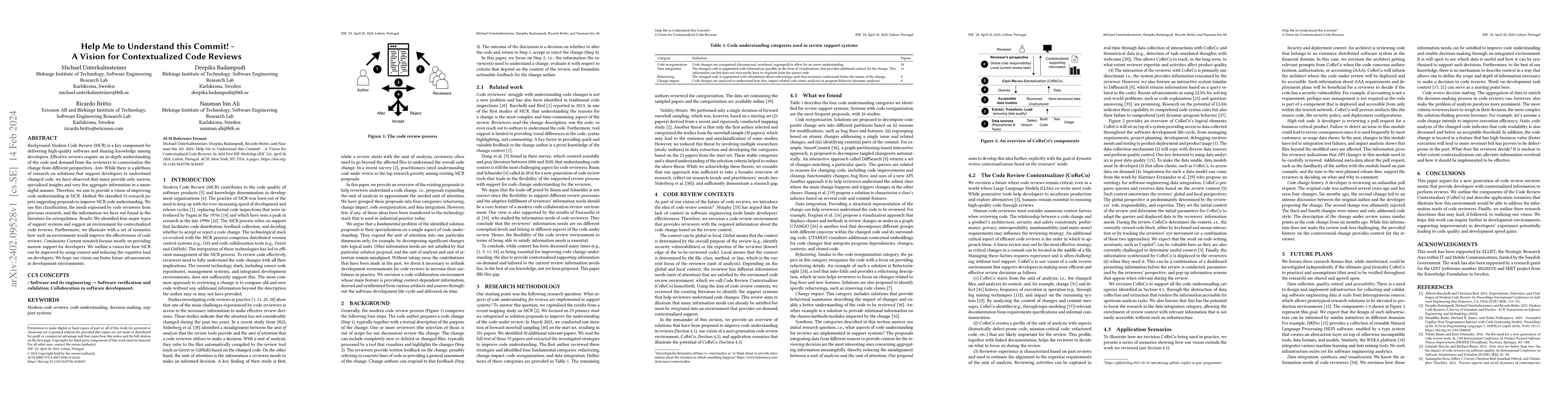 Thumbnail for Help Me to Understand this Commit! -- A Vision for Contextualized Code
  Reviews