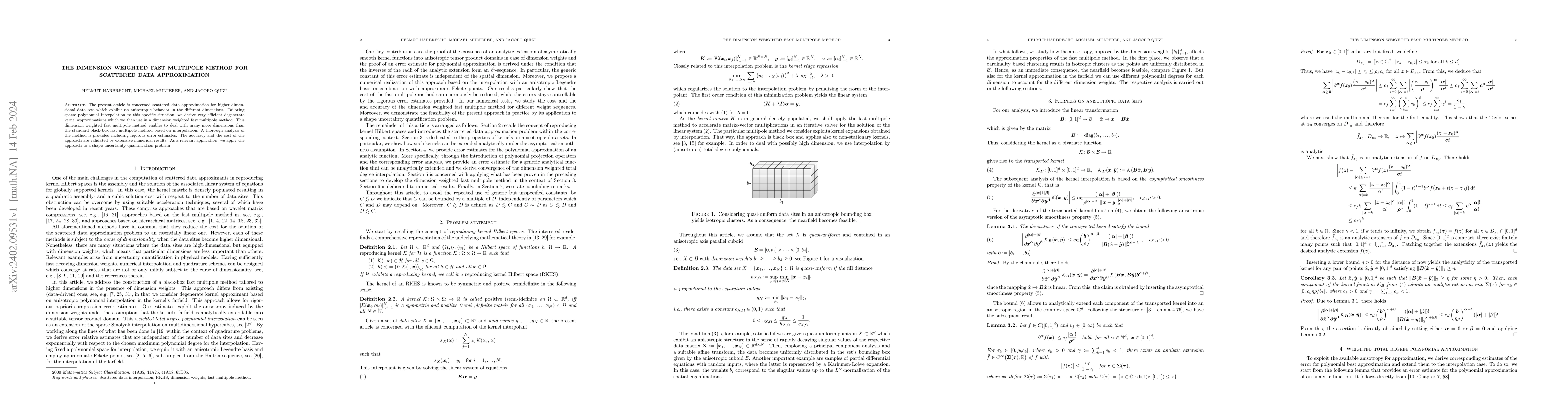 Thumbnail for The dimension weighted fast multipole method for scattered data
  approximation