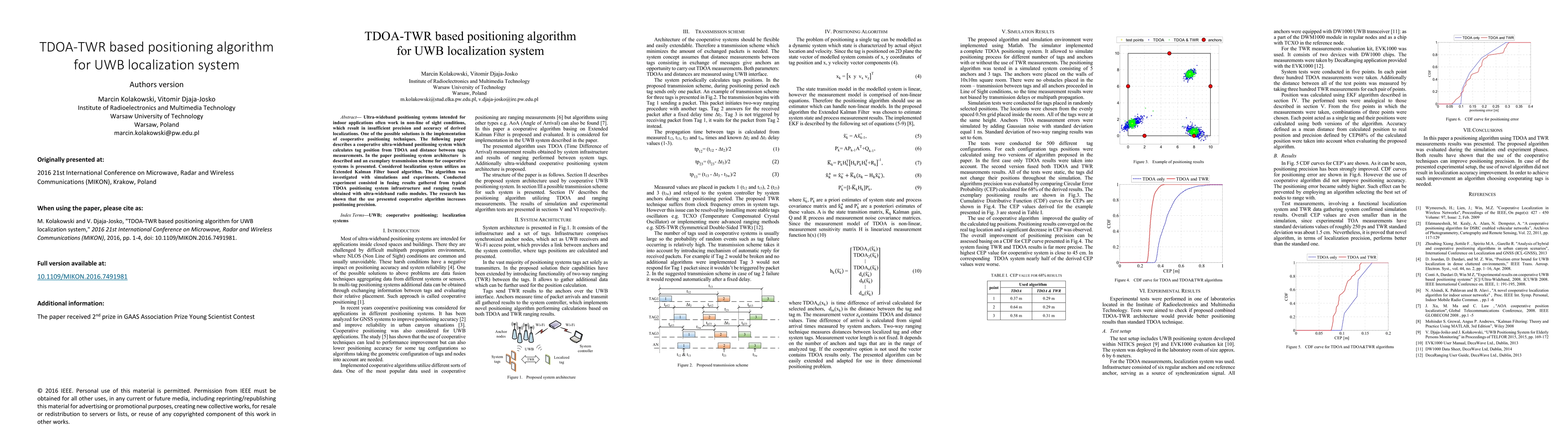 Thumbnail for TDOA-TWR based positioning algorithm for UWB localization system