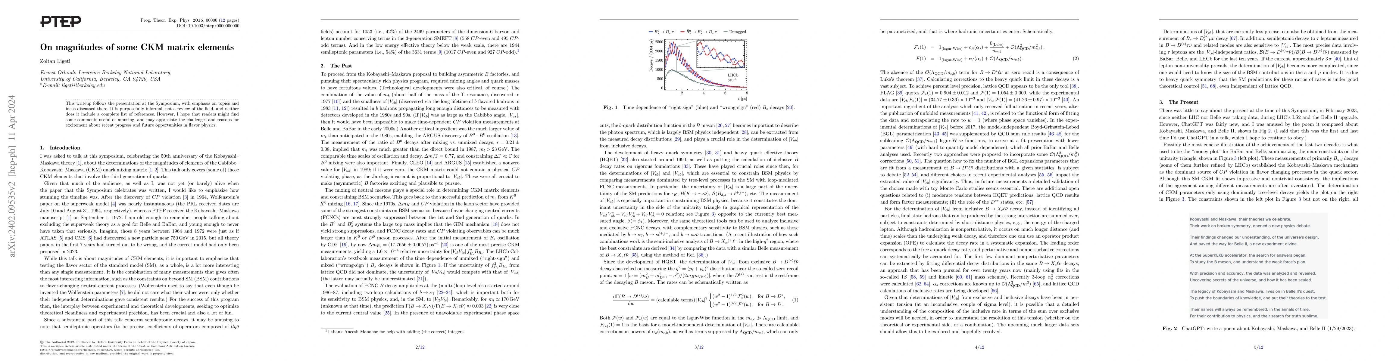 Thumbnail for On magnitudes of some CKM matrix elements