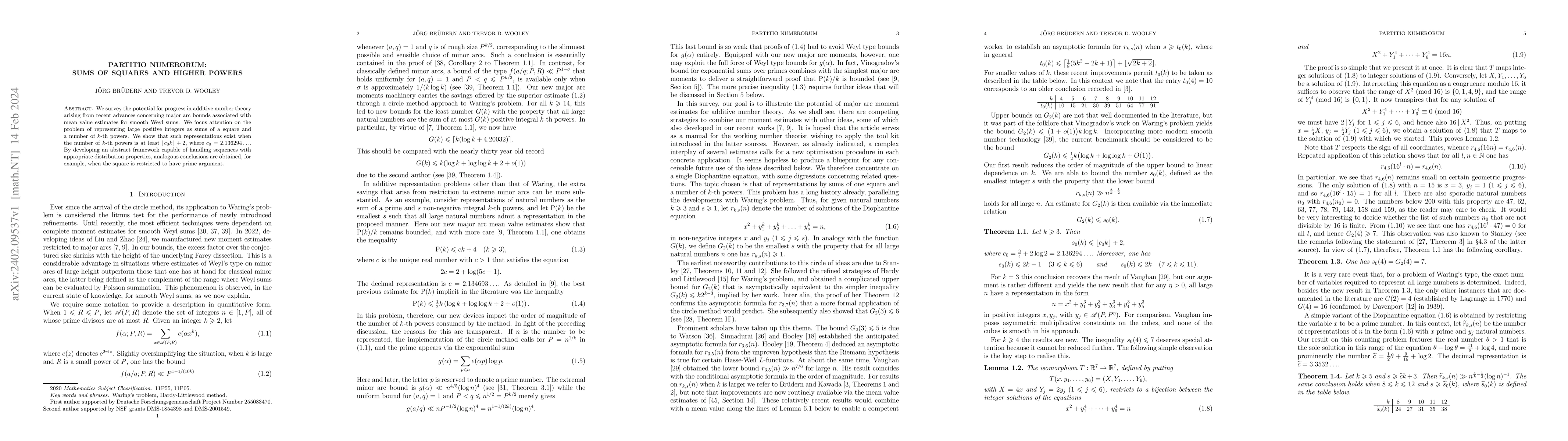 Thumbnail for Partitio Numerorum: sums of squares and higher powers