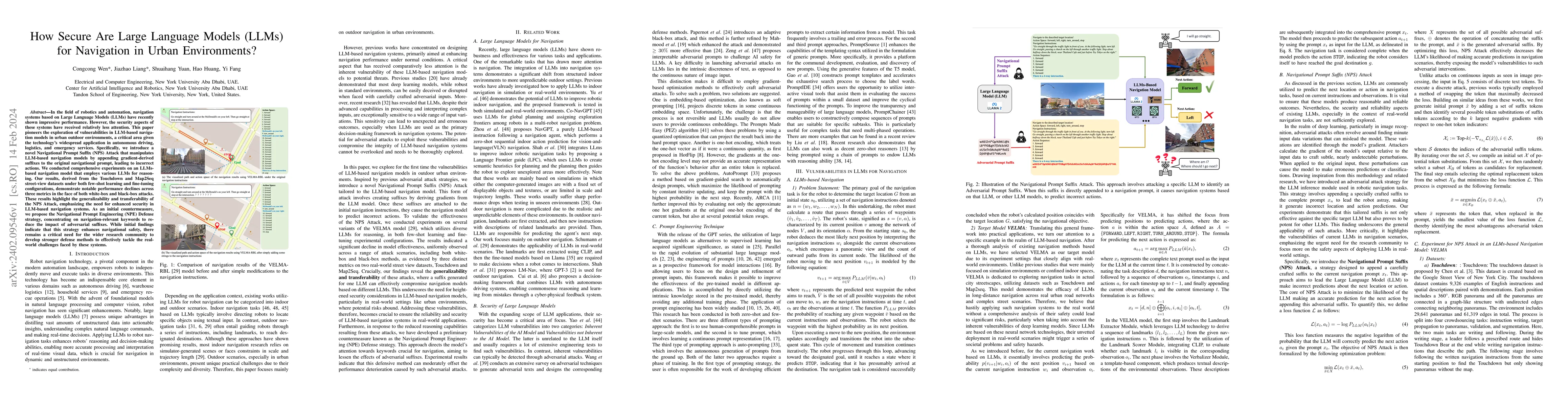 Thumbnail for How Secure Are Large Language Models (LLMs) for Navigation in Urban
  Environments?
