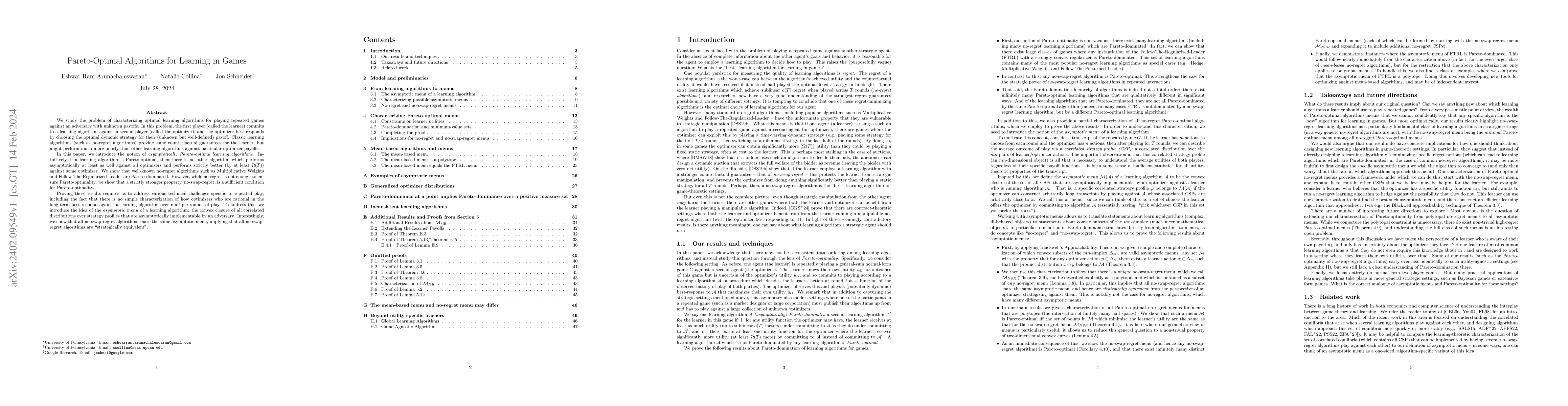 Thumbnail for Pareto-Optimal Algorithms for Learning in Games