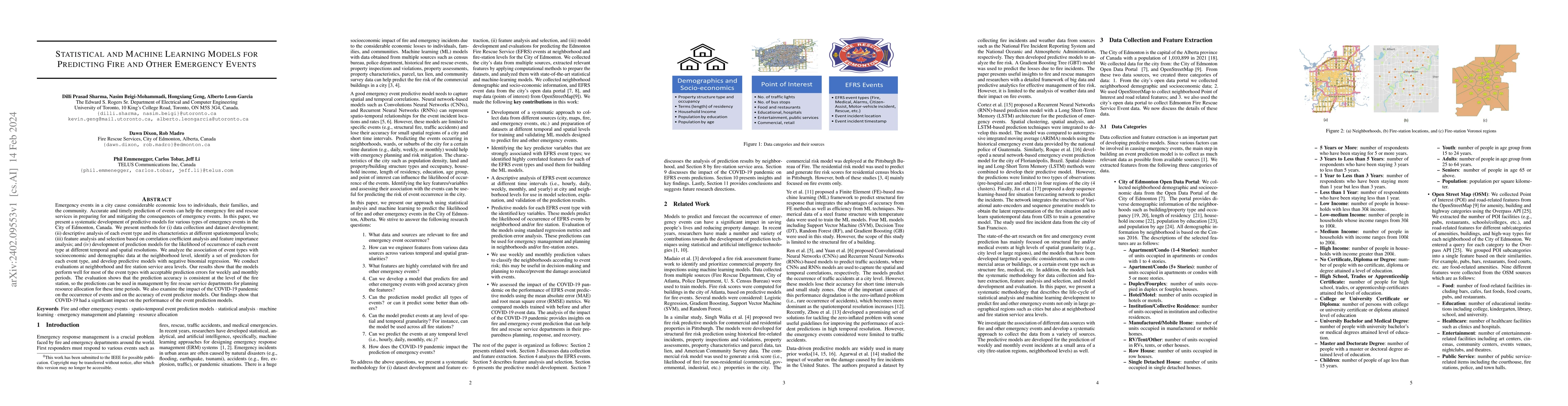 Thumbnail for Statistical and Machine Learning Models for Predicting Fire and Other
  Emergency Events