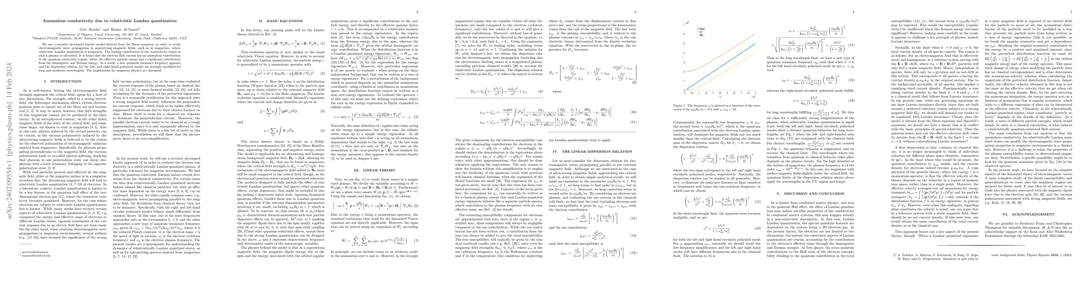 Thumbnail for Anomalous conductivity due to relativistic Landau quantization