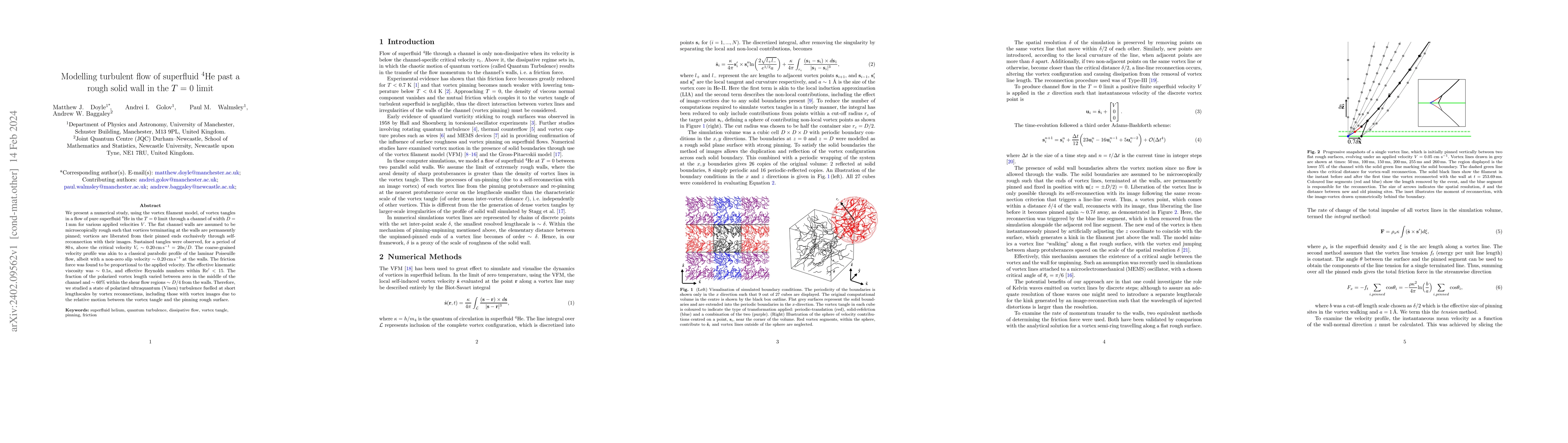 Thumbnail for Modelling turbulent flow of superfluid $^4$He past a rough solid wall in
  the $T = 0$ limit
