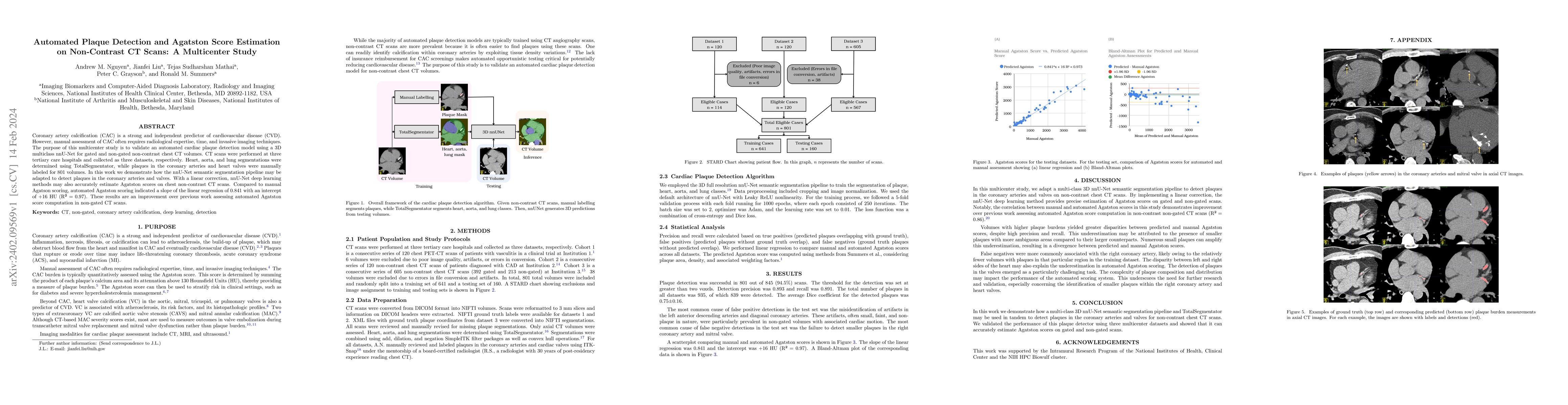 Thumbnail for Automated Plaque Detection and Agatston Score Estimation on Non-Contrast
  CT Scans: A Multicenter Study