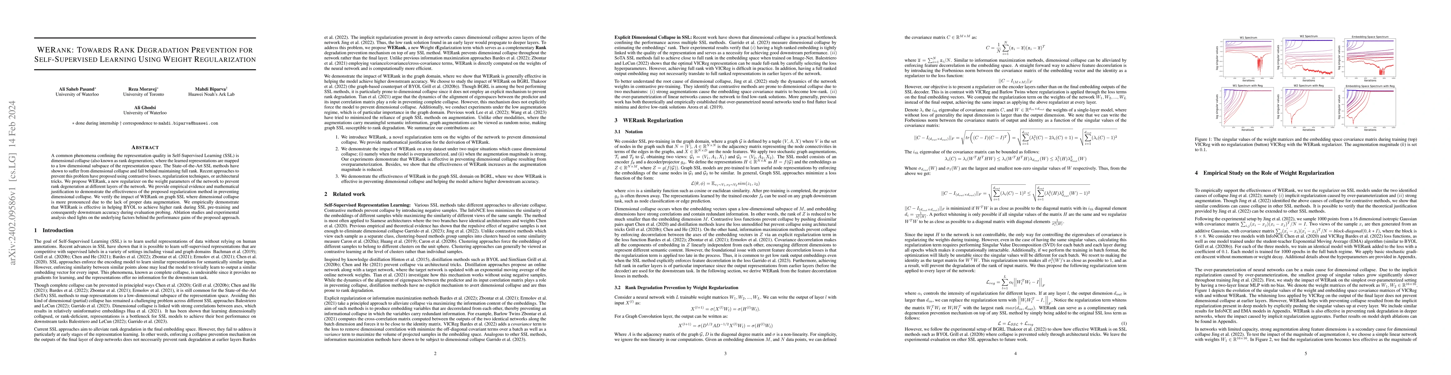 Thumbnail for WERank: Towards Rank Degradation Prevention for Self-Supervised Learning
  Using Weight Regularization