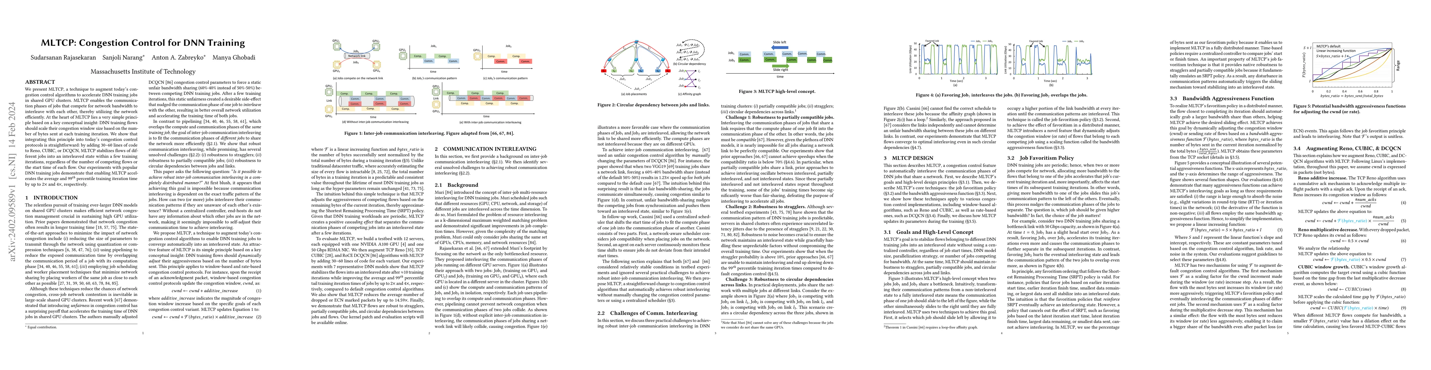 Thumbnail for MLTCP: Congestion Control for DNN Training