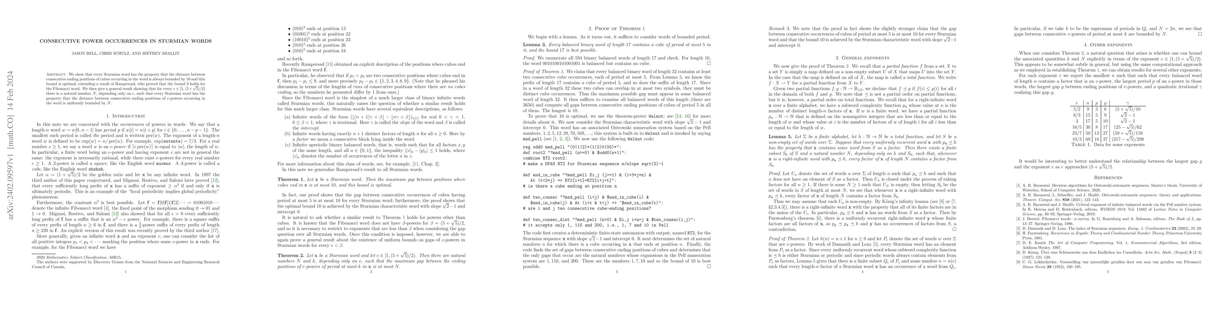 Thumbnail for Consecutive Power Occurrences in Sturmian Words