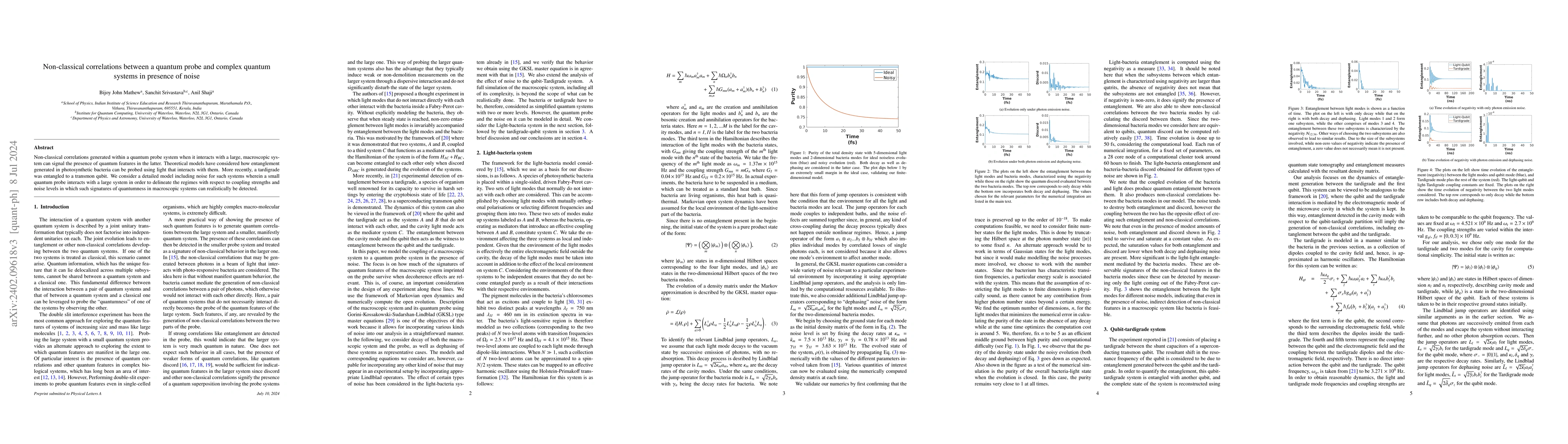 Thumbnail for Non-classical correlations between a quantum probe and complex quantum
  systems in presence of noise