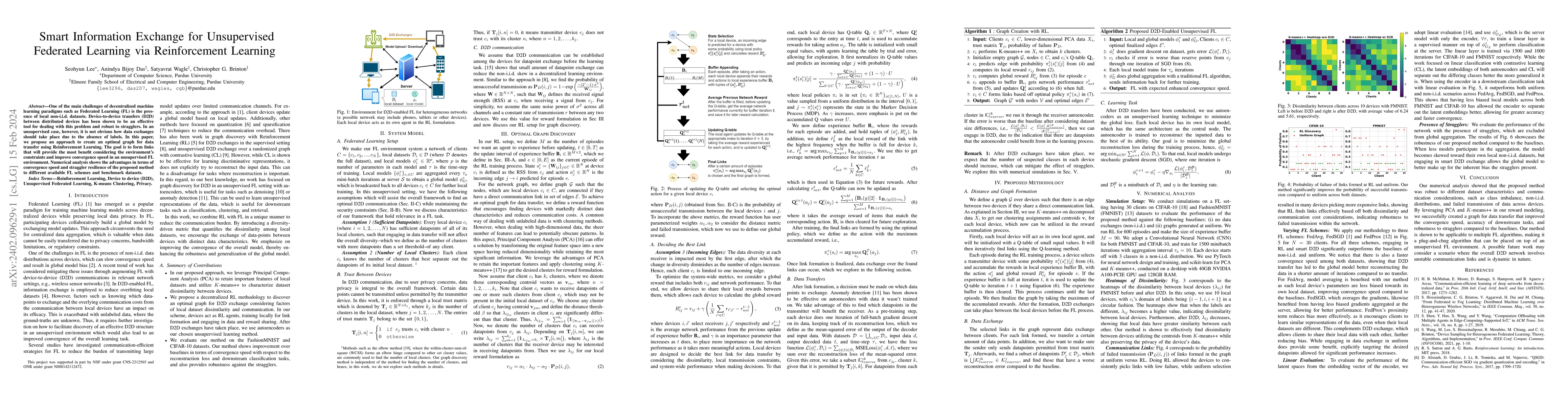 Thumbnail for Smart Information Exchange for Unsupervised Federated Learning via
  Reinforcement Learning