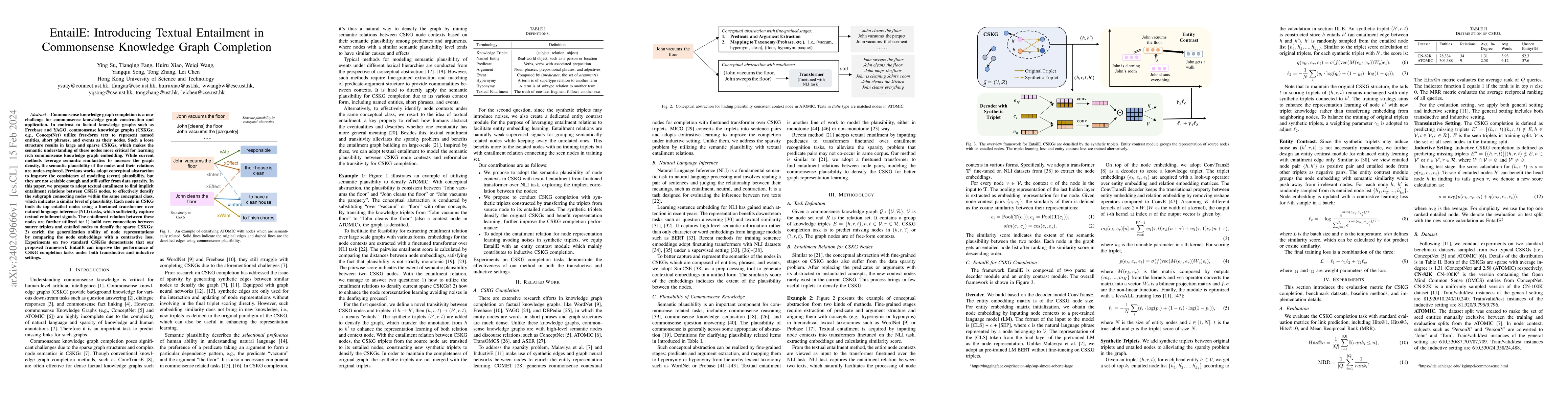 Thumbnail for EntailE: Introducing Textual Entailment in Commonsense Knowledge Graph
  Completion
