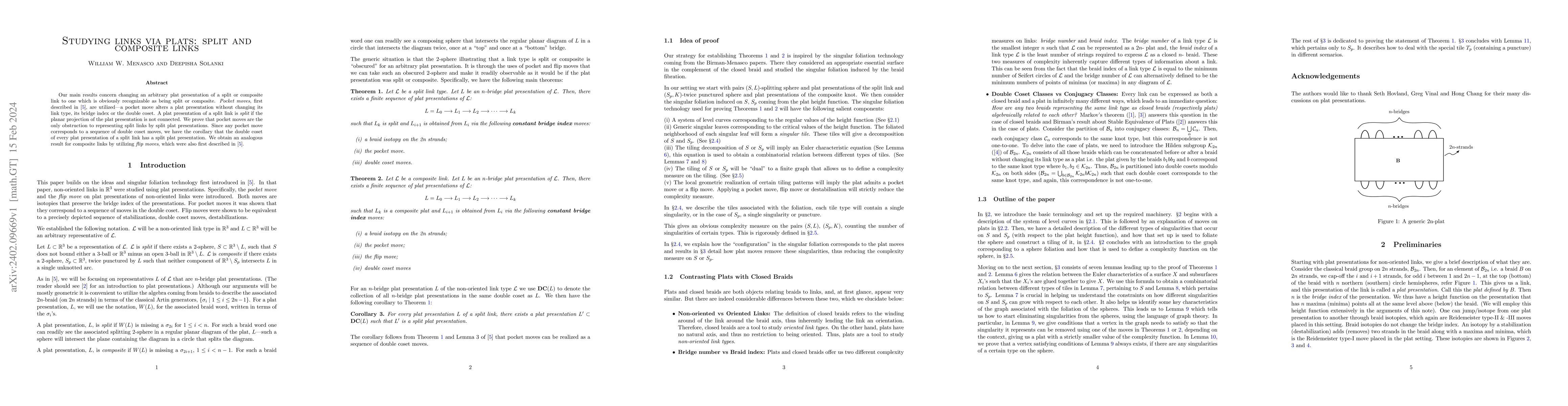 Thumbnail for Studying links via plats: split and composite links