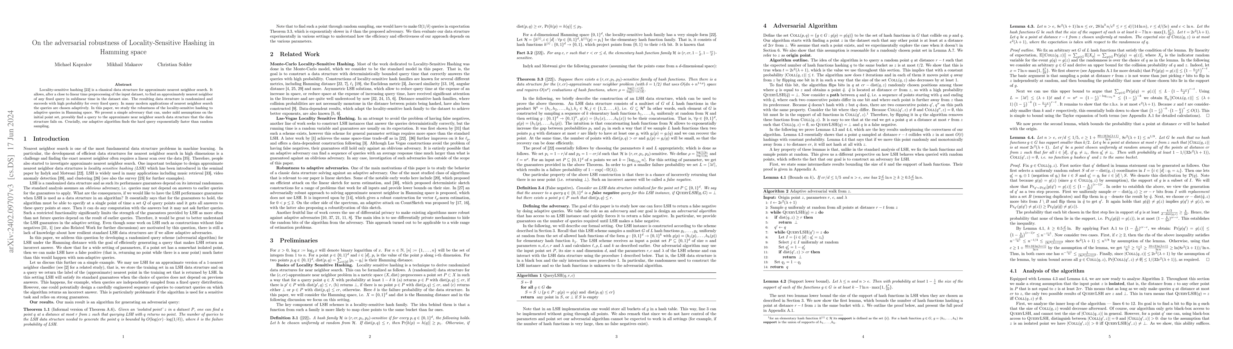 Thumbnail for On the adversarial robustness of Locality-Sensitive Hashing in Hamming
  space