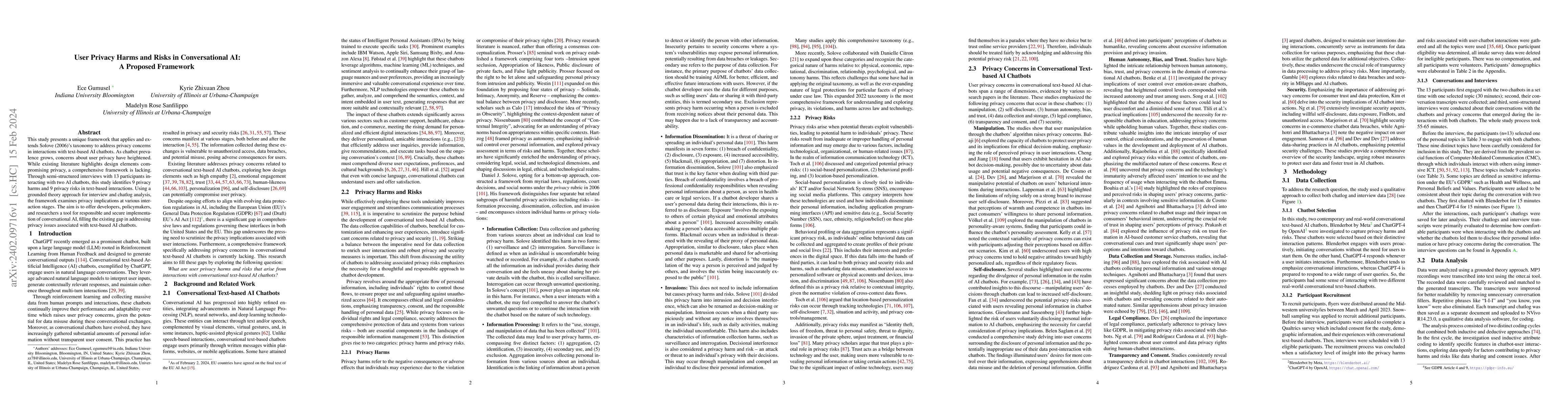 Thumbnail for User Privacy Harms and Risks in Conversational AI: A Proposed Framework