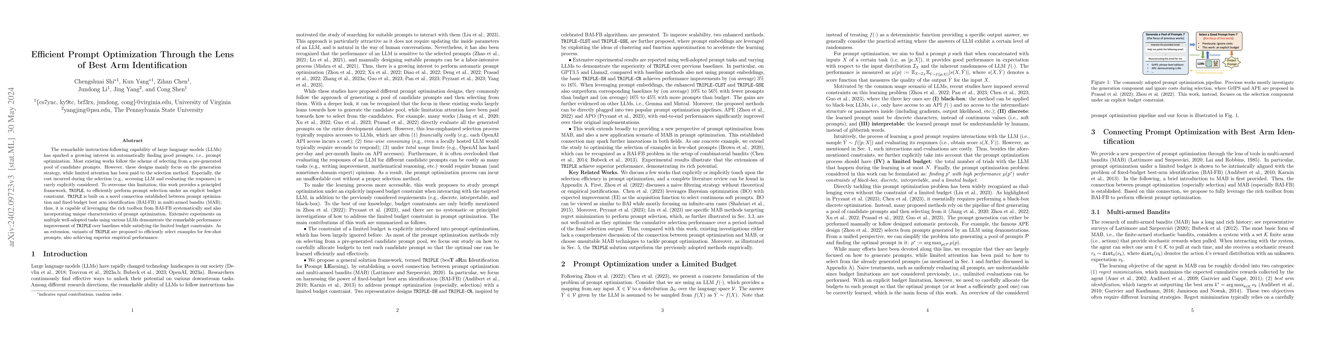 Thumbnail for Efficient Prompt Optimization Through the Lens of Best Arm
  Identification