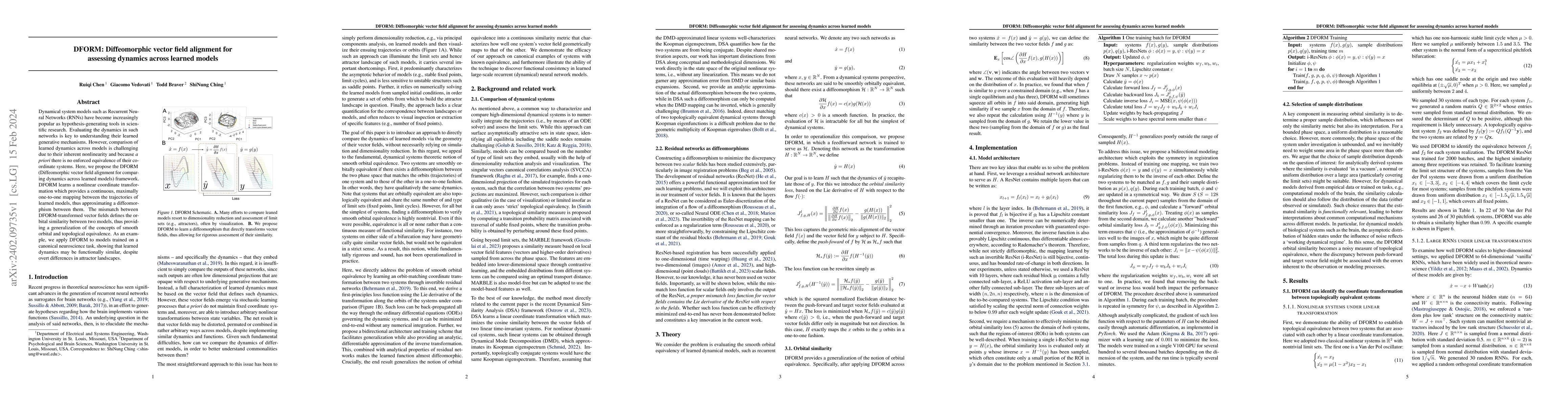 Thumbnail for DFORM: Diffeomorphic vector field alignment for assessing dynamics
  across learned models