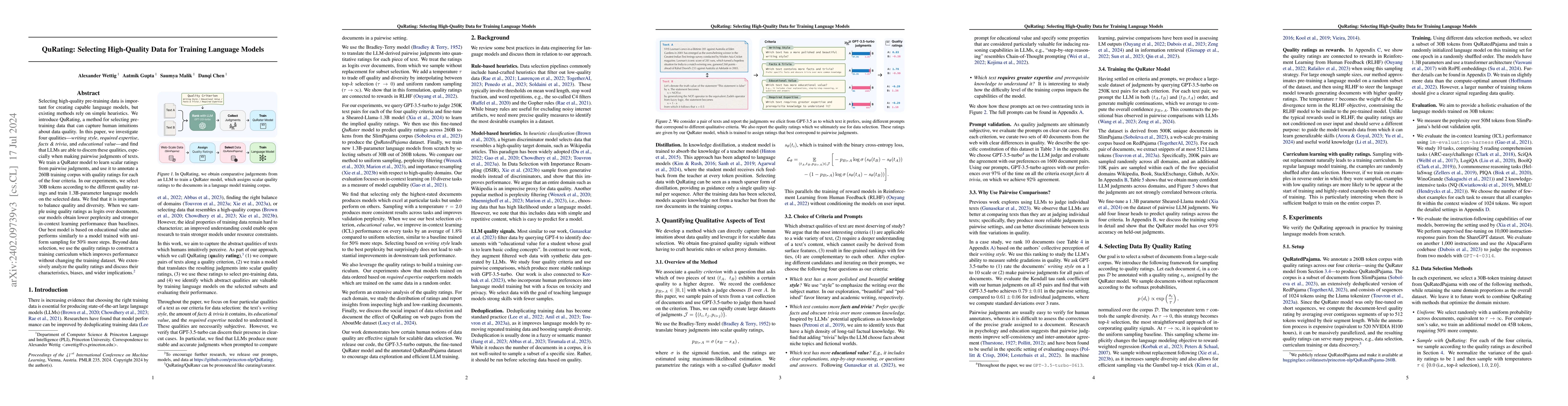 Thumbnail for QuRating: Selecting High-Quality Data for Training Language Models