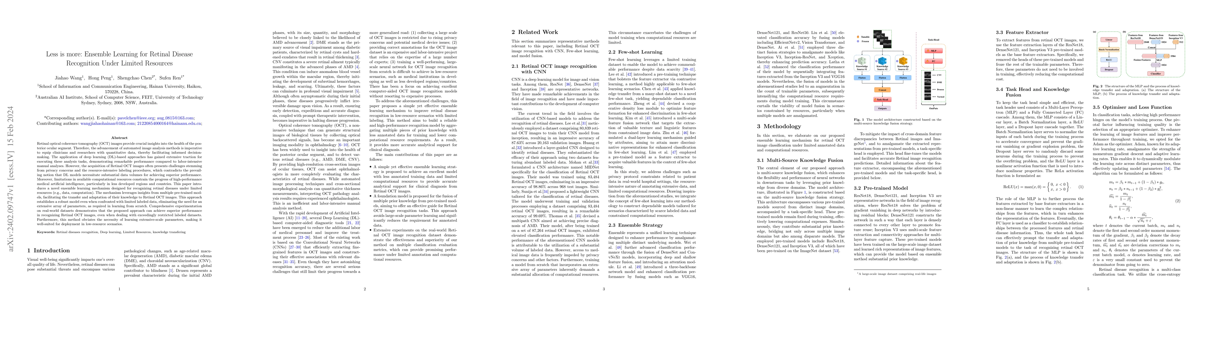 Thumbnail for Less is more: Ensemble Learning for Retinal Disease Recognition Under
  Limited Resources