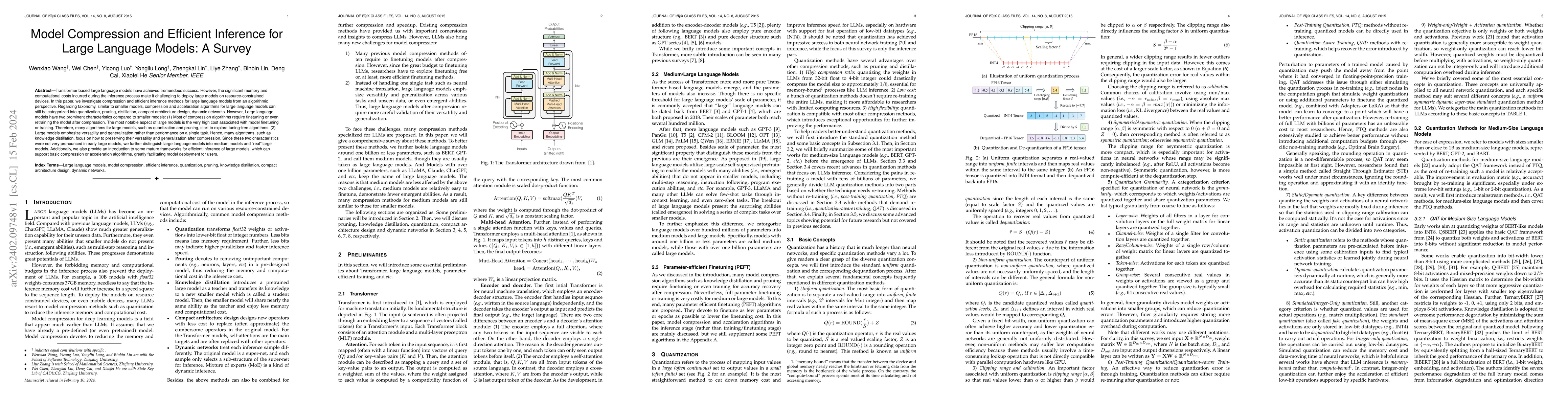 Thumbnail for Model Compression and Efficient Inference for Large Language Models: A
  Survey