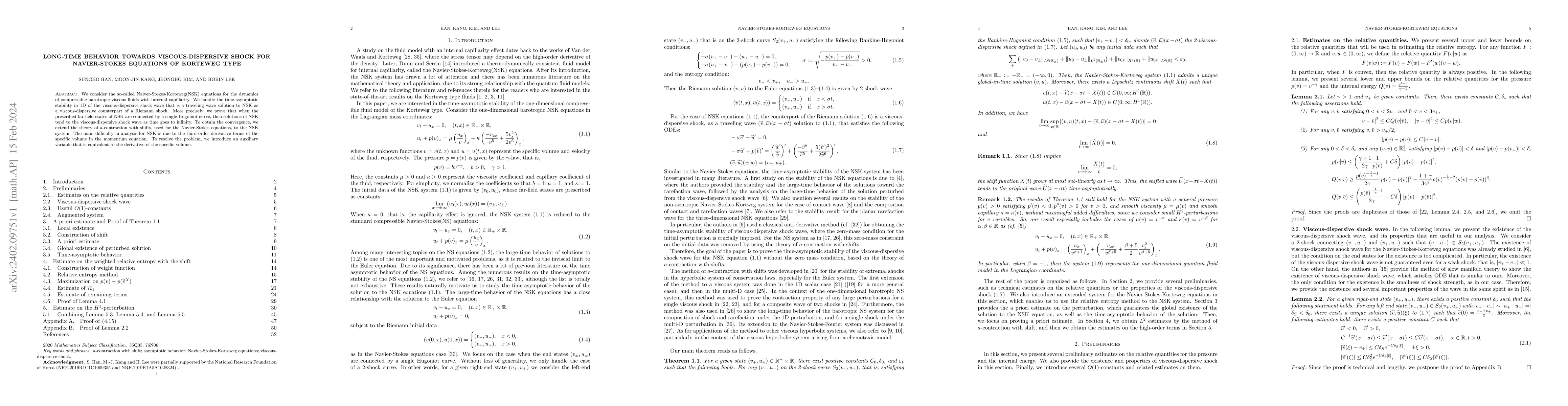 Thumbnail for Long-time behavior towards viscous-dispersive shock for Navier-Stokes
  equations of Korteweg type