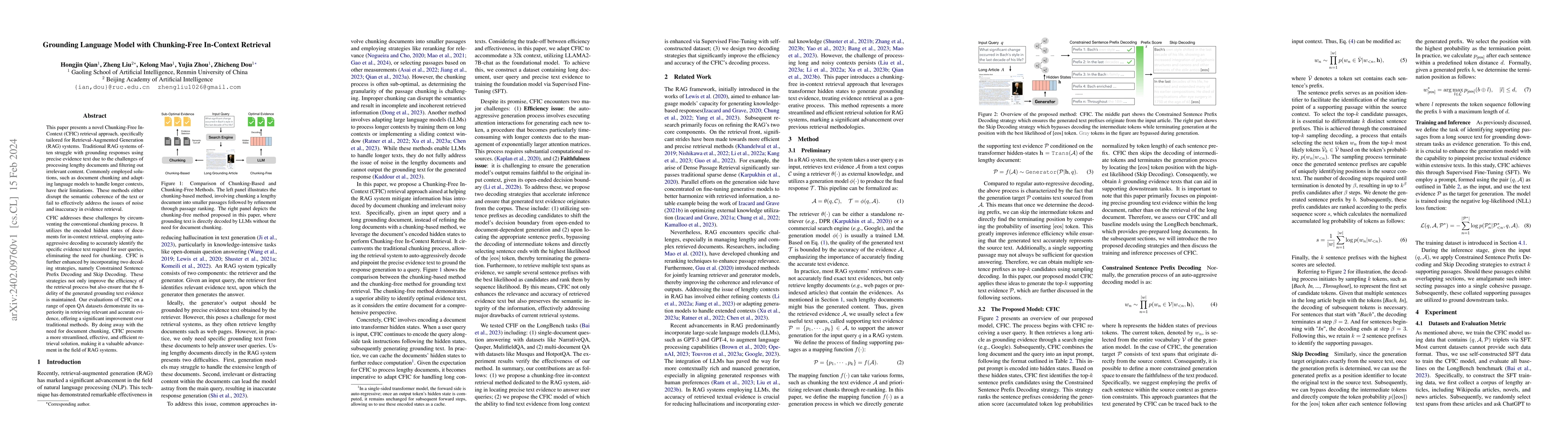 Thumbnail for Grounding Language Model with Chunking-Free In-Context Retrieval
