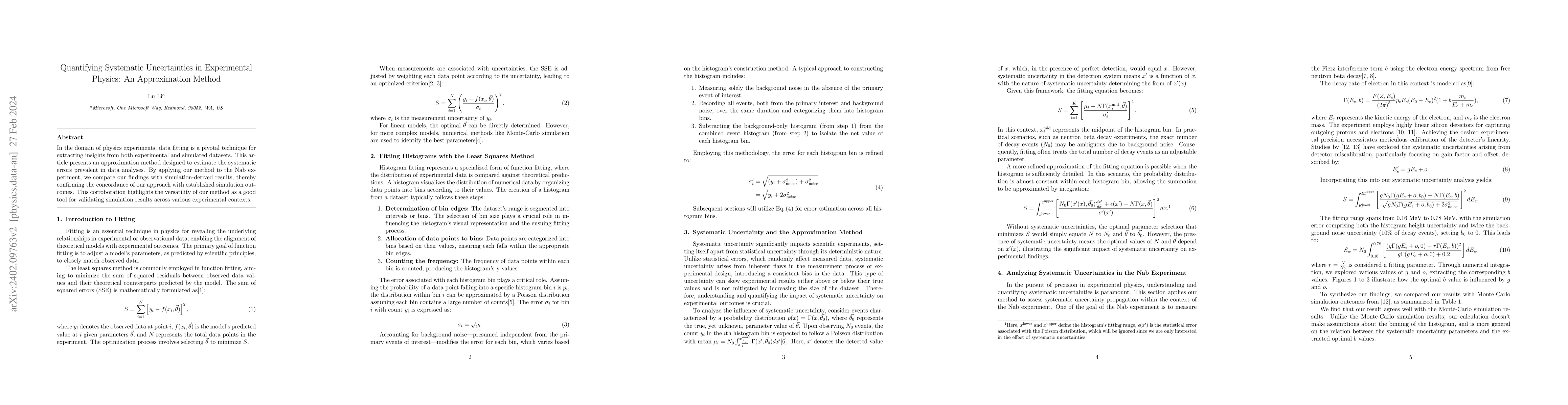 Thumbnail for Quantifying Systematic Uncertainties in Experimental Physics: An
  Approximation Method