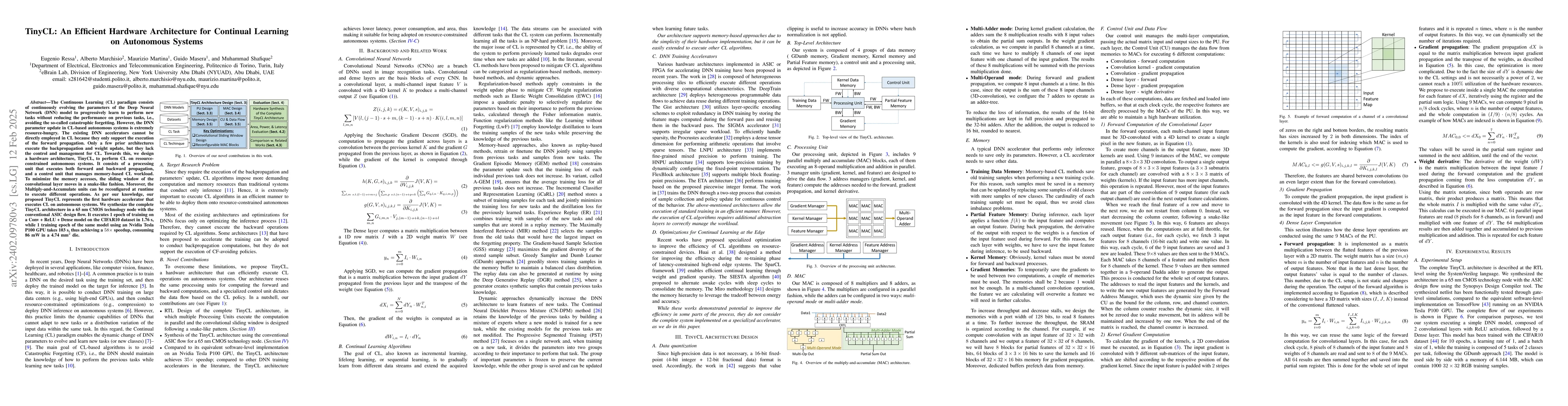 Thumbnail for TinyCL: An Efficient Hardware Architecture for Continual Learning on
  Autonomous Systems