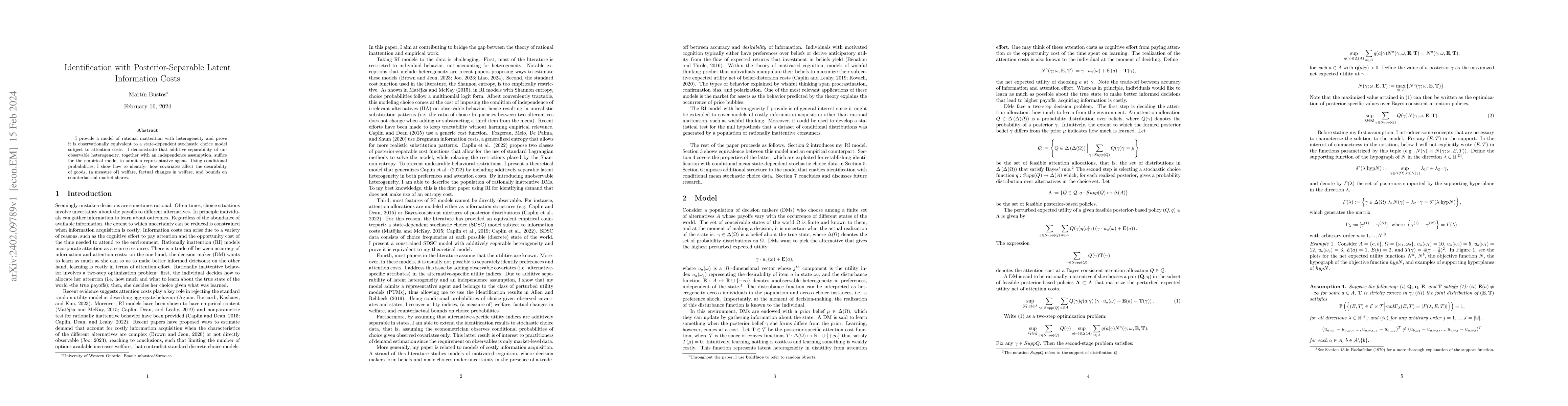 Thumbnail for Identification with Posterior-Separable Information Costs