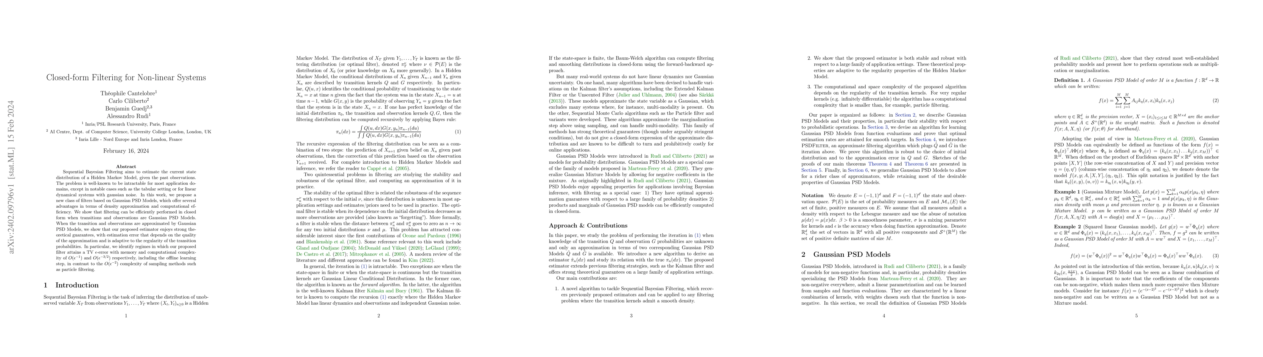 Thumbnail for Closed-form Filtering for Non-linear Systems