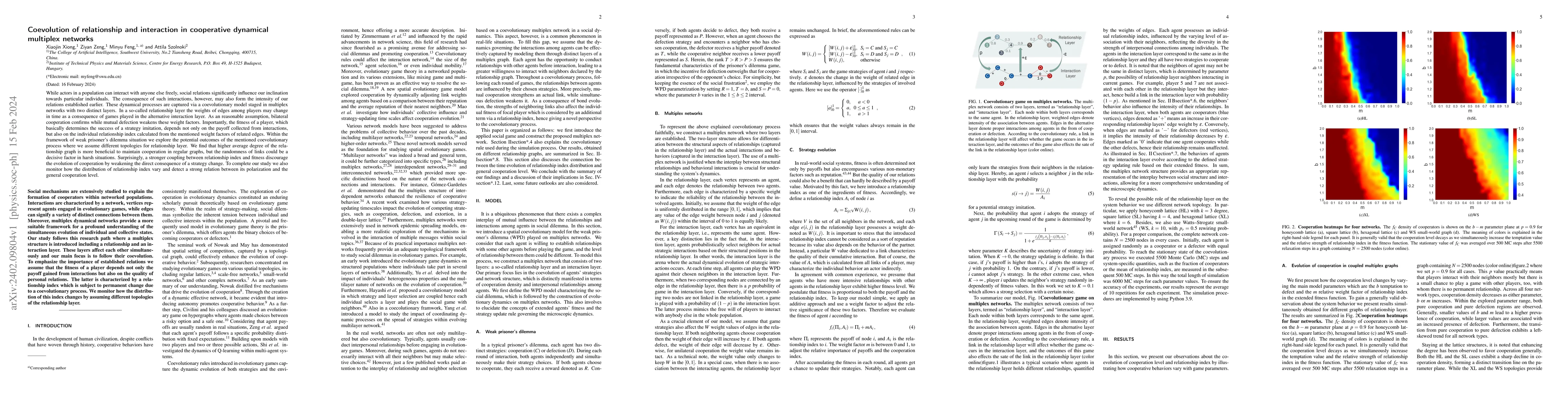 Thumbnail for Coevolution of relationship and interaction in cooperative dynamical
  multiplex networks