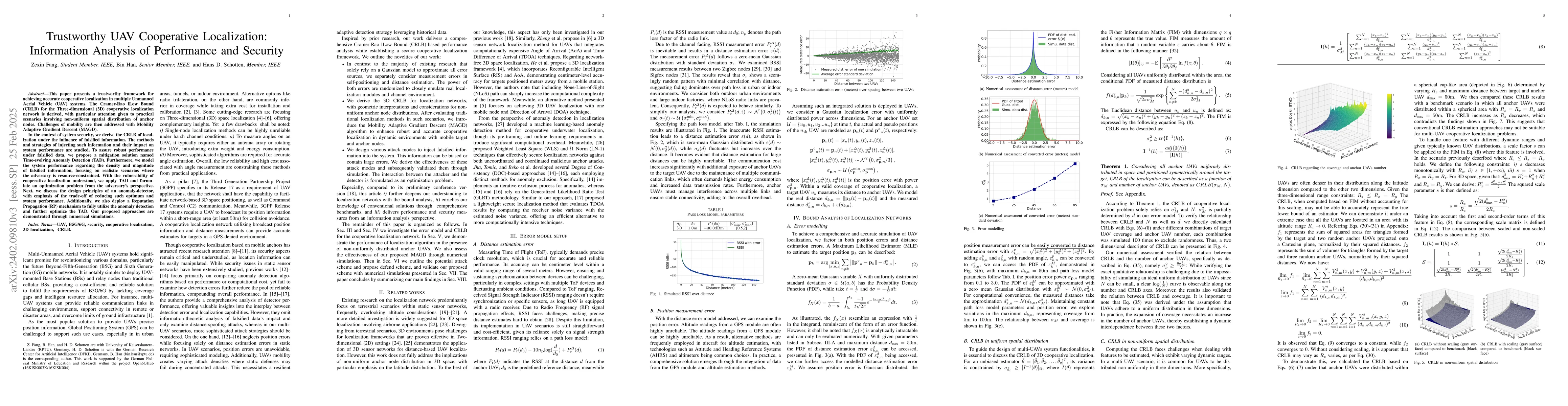 Thumbnail for 3D Cooperative Localization in UAV Systems: CRLB Analysis and Security
  Solutions