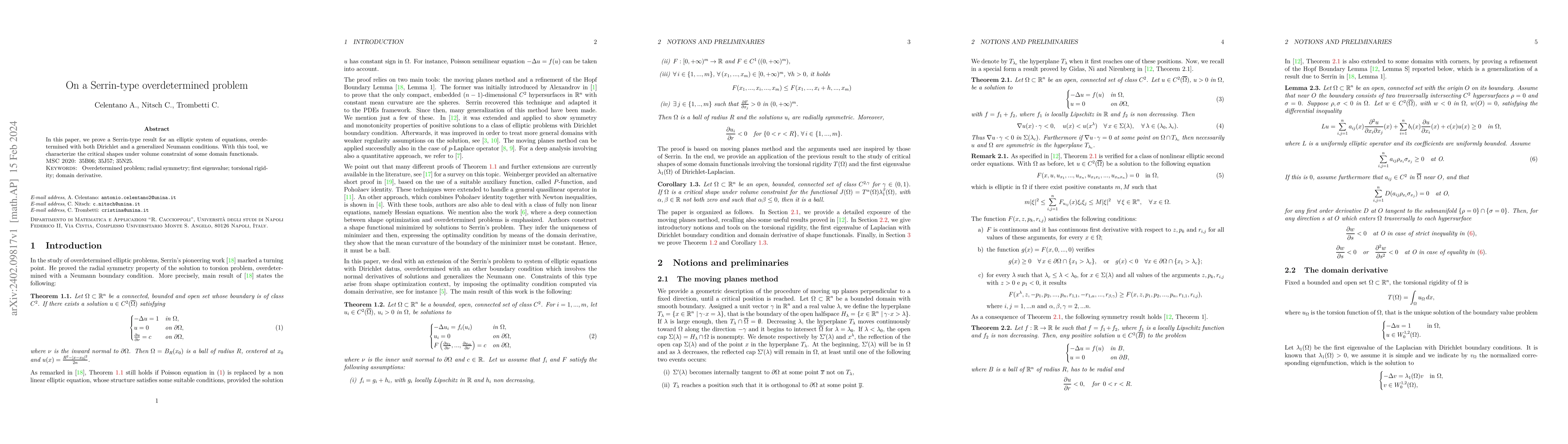 Thumbnail for On a Serrin-type overdetermined problem