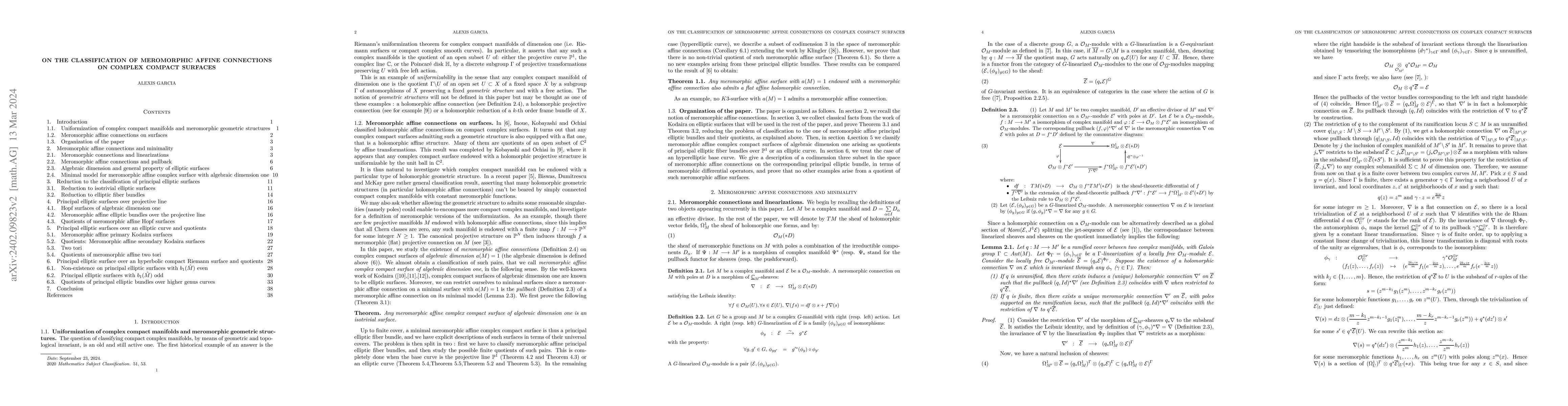 Thumbnail for On the classification of Meromorphic Affine Connections on Complex
  Compact Surfaces