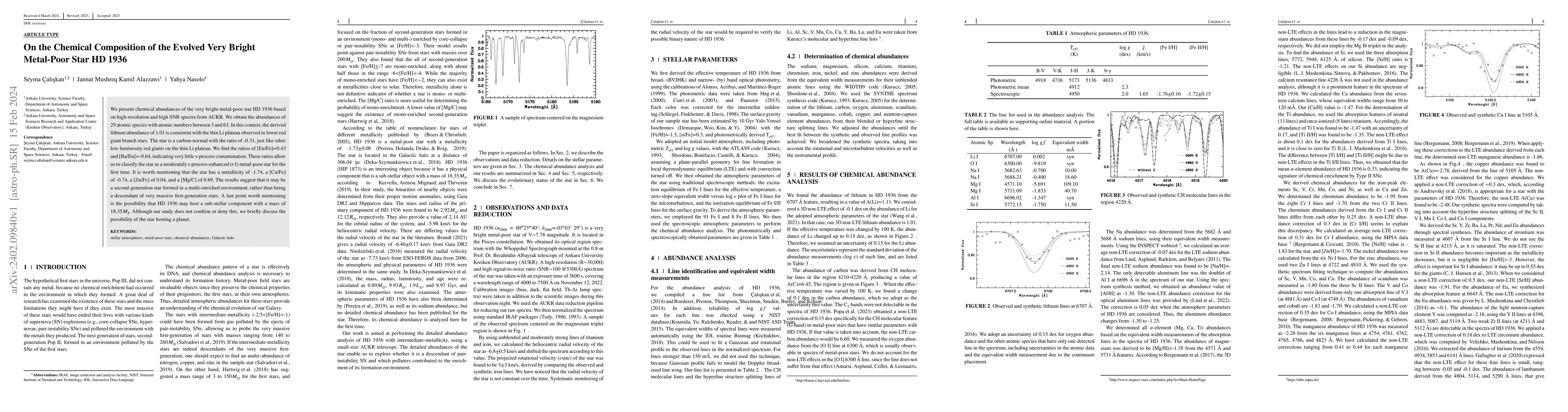 Thumbnail for On the Chemical Composition of the Evolved Very Bright Metal-Poor Star
  HD 1936